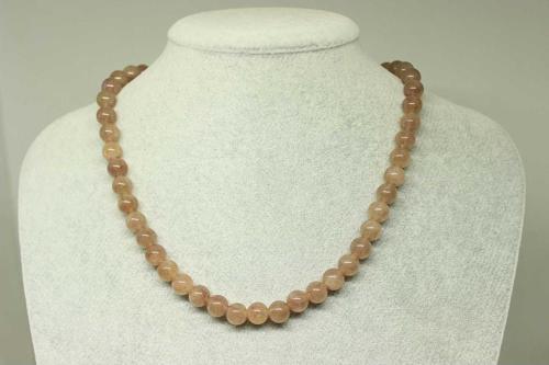Çilek Kuvars Taşı Kolye 8mm (klipsli)