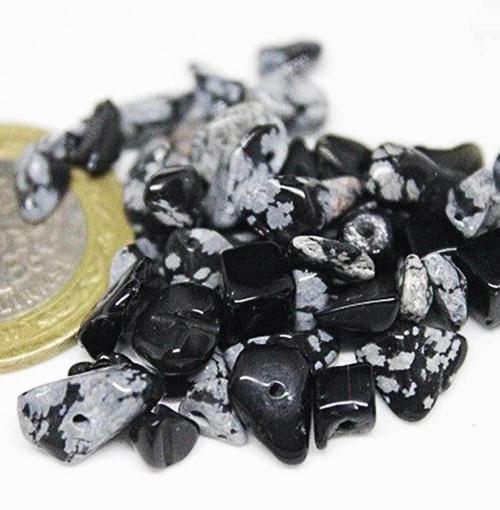Delikli Kar Tanesi Obsidyen Taşı Mini Boy 50 Adet