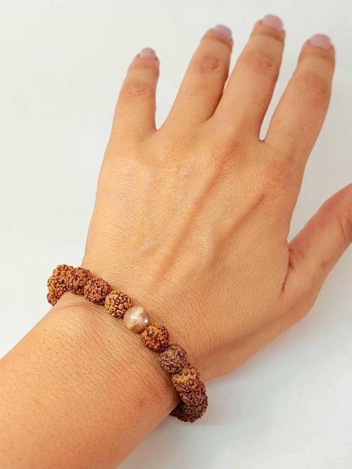 Güneş Taşlı Rudraksha Tohum Unisex Bileklik 8mm