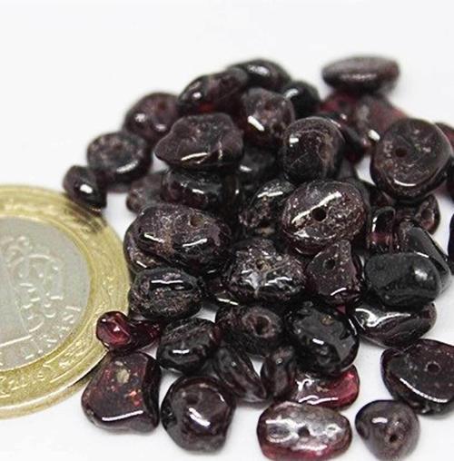 Delikli Lal (granat) (garnet) Taşı Mini Boy 50 Adet