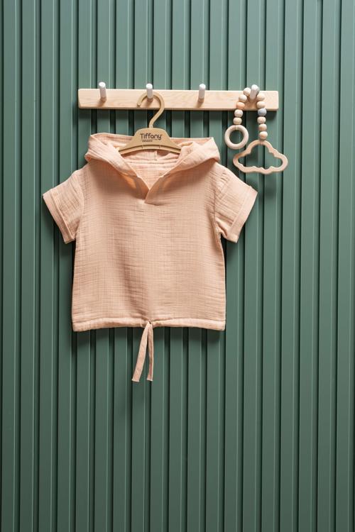 Unisex Müslin Kapüşonlu Tişört  6 Ay  3 Yaş  %100 Pamuk