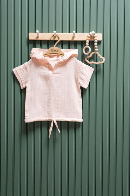 Unisex Müslin Kapüşonlu Tişört  6 Ay  3 Yaş  %100 Pamuk