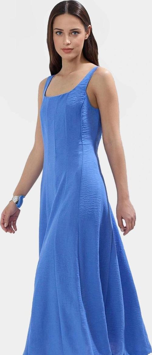 A line Polyester Maxi Elbise Kare Yaka Rahat Yazlık Dokuma Kumaş Uzun Ömürlü Şık Görünüm
