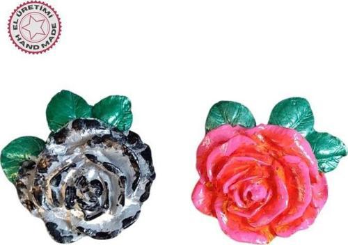 - Ayşe 7362 5422 El Yapımı Minik 2'li Pembe - Siyah Renk Gül Magnet - 6 x 7 cm