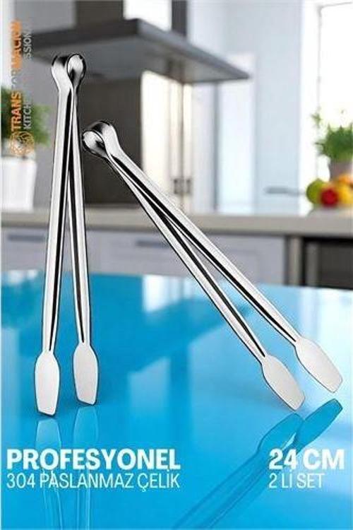 Mutfak Maşası - Mangal Barbekü Maşası - Izgara Maşası Tava Maşası Çelik  24 Cm