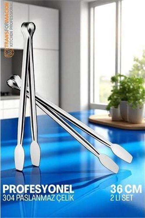 Mutfak Maşası - Mangal Barbekü Maşası - Izgara Maşası Tava Maşası Çelik 36 Cm