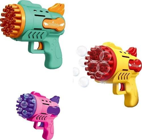 3 ADET MAVİ SARI PEMBE KÖPÜK TABANCASI 29 DELİKLİ ÇOKLU KÖPÜK ATAN TABANCA  6 SOLİSYONLU BUBBLES GUN