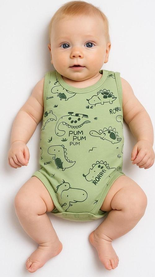 Dino Geniş Askılı Bebek Çıtçıtlı Body