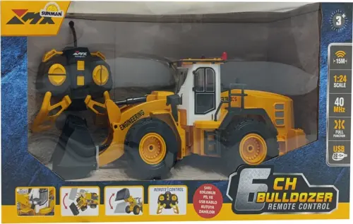 Uzaktan Kumandalı Işıklı Şarjlı 1:24 İş Makinesi Bulldozer Kepçe 6CH
