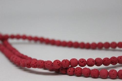 Lav Taşı Kırmızı Renkli Yarım Dizi 6mm (18cm Uzunluğundadır)