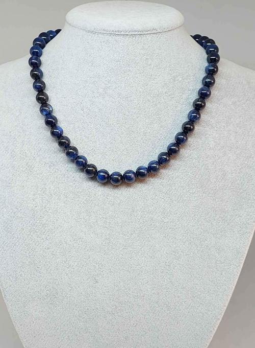 Kyanit Taşı Koyu Renk Kolye 8mm (klipsli)