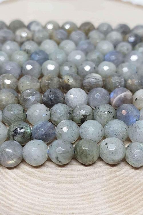 Labradorit Taşı Açık Renk Faset Kesim Dizi 8mm