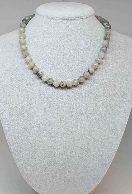 Labradorit Taşı Açık Renk Kolye 8mm (klipsli)