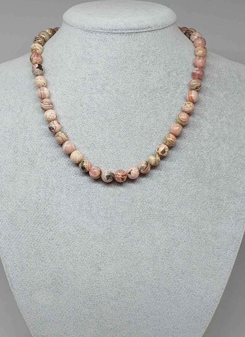 Rodokrozit Taşı Kolye 8mm (klipsli)