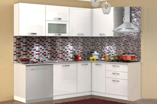 Vegas Ankastre L High Gloss Mutfak 365 Cm Beyaz Tezgah Hariç
