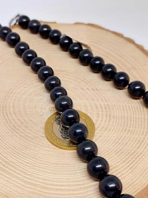Shungite (Şungit) Taşı YARIM Dizi 10mm (18cm uzunluğundadır)