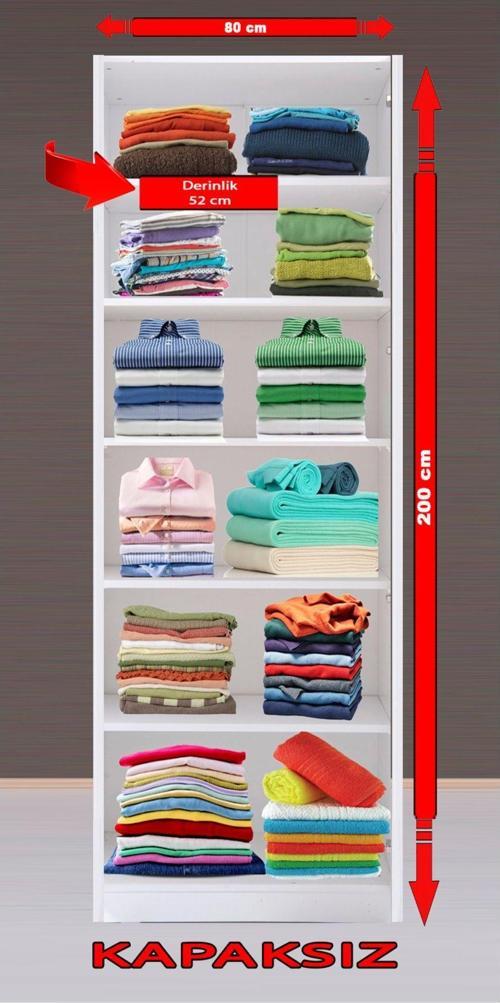 Plus 814082 Kapaksız Giysi Odası Dolabı 80 Cm Raflı Beyaz