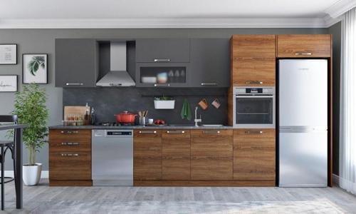 Vegas 404 Ankastre Mutfak Teak - Antrasit 404 Cm Tezgah Hariç