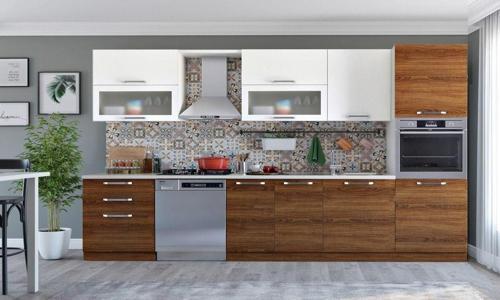 Vegas 341 Ankastre Mutfak Teak Ve Beyaz 341 Cm Tezgah Hariç