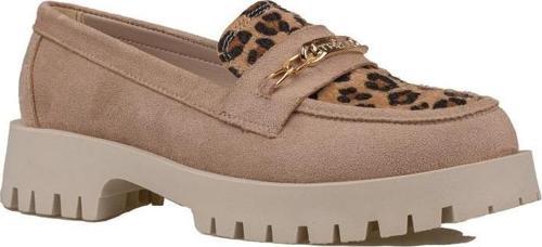 Krem Kadın Nubuk Leopar Casual Ayakkabı