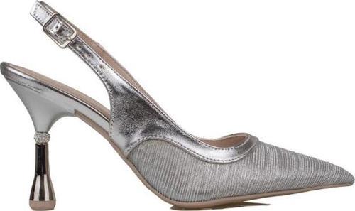 Gümüş Kadın Şeffaf Simli Klasik Topuklu Ayakkabı