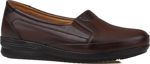 Kahverengi Hakiki Deri Ortopedik Lastikli Anne Ayakkabıs