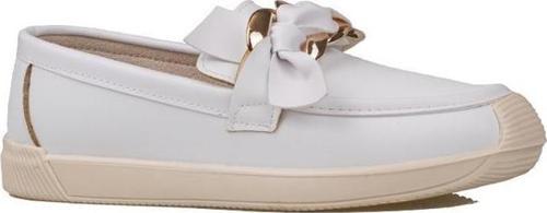 Beyaz Fiyonk Detaylı Kadın Loafer Ayakkabı