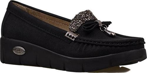 Siyah Comfort Stride Dolgu Topuk Kadın Ayakkabı