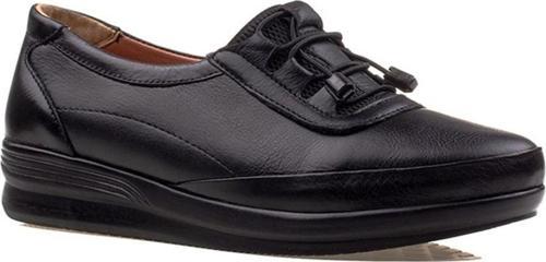 Siyah Hakiki Deri Ortopedik Lastikli Anne Ayakkabısı