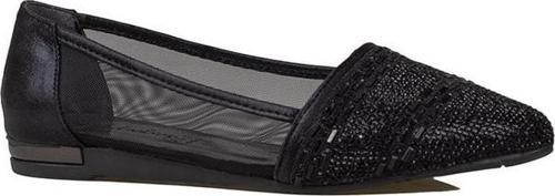 Siyah Çizgi Taş İşlemeli Kadın Babet