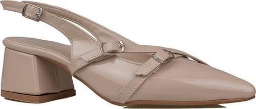 Krem Rugan Çift Toka Arkası Açık Kadın Klasik Ayakkabı