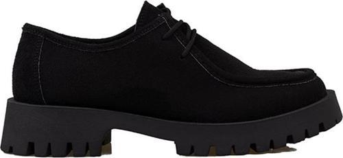 Siyah Elegans Suede Kadın Oxford Ayakkabı