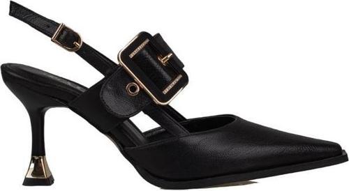 Siyah Suni Deri Kemerli Kadın Klasik Ayakkabı