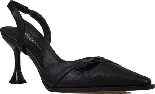 Siyah Suni Deri Kadın Düz Klasik Ayakkabı