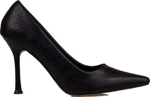 Siyah Kadın Düz Deri Stiletto