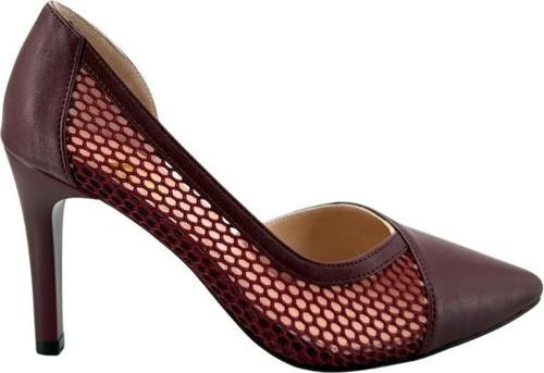  Hobby 26757 Deri Stiletto Kadın Ayakkabı File Detaylı 