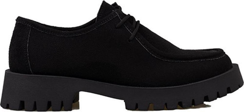 Siyah Elegans Suede Kadın Oxford Ayakkabı