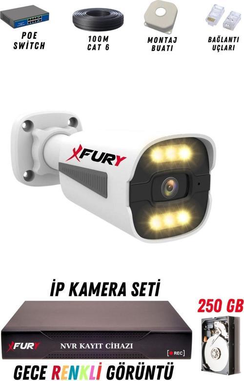 1 Kameralı Ip Güvenlik Kamerası Seti 4mp Gece Renkli Su Geçirmez 1506 250GB