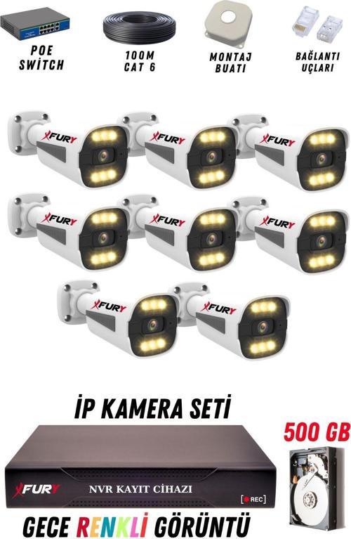 8 Kameralı Ip Güvenlik Kamerası Seti 4mp Gece Renkli Su Geçirmez 1506 500GB