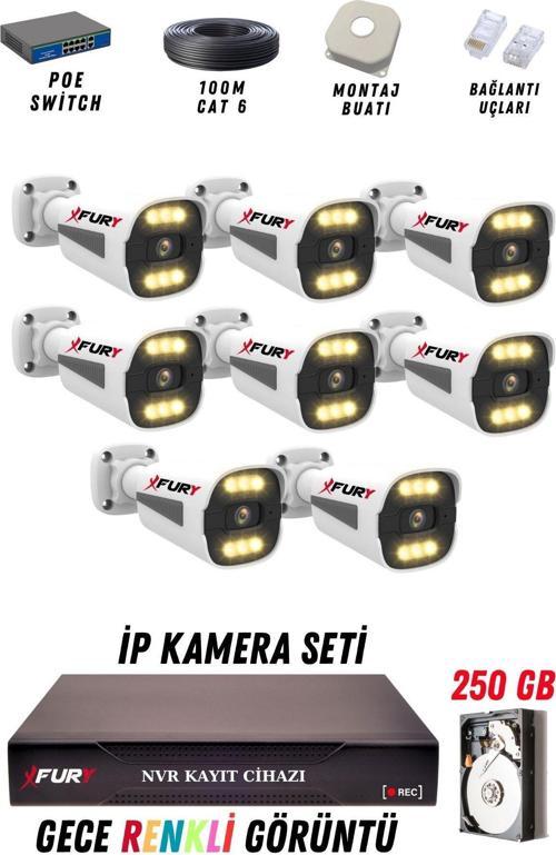 8 Kameralı Ip Güvenlik Kamerası Seti 4mp Gece Renkli Su Geçirmez 1506 250GB