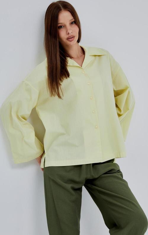 Sarı Oversize Poplin Gömlek