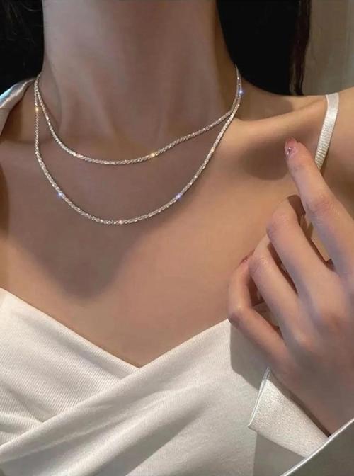 monalisatoka Kadın 2'li Rhinestone Zirkon Taşlı Su Yolu Kolye