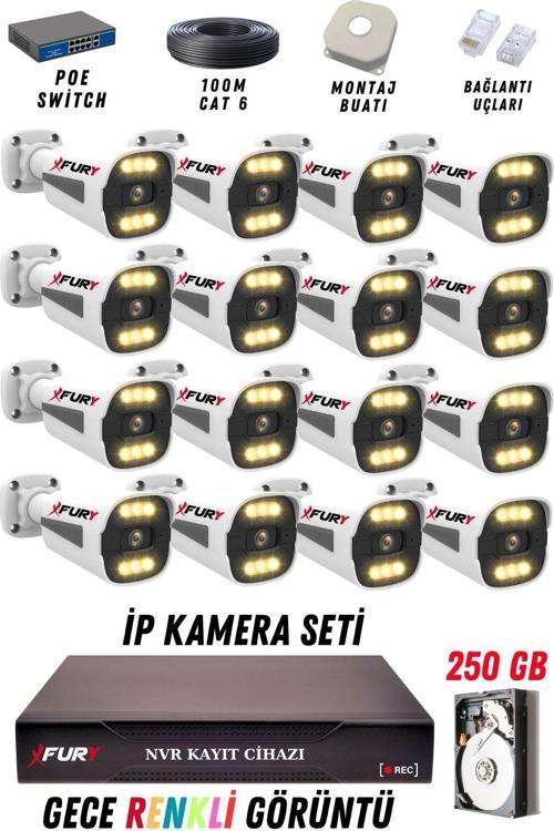 16 Kameralı Ip Güvenlik Kamerası Seti 4mp Gece Renkli Su Geçirmez 1506 250GB