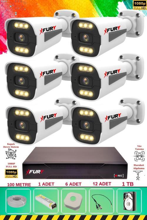 6 Kameralı 6 Warm Led Gece Renkli Görüş-Cepten İzle-Su Geçirmez Güvenlik Kamera Seti 1TB