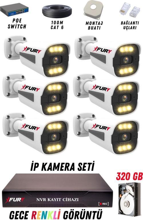 6 Kameralı Ip Güvenlik Kamerası Seti 4mp Gece Renkli Su Geçirmez 1506 320GB