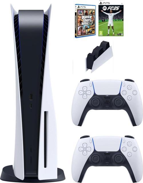 Playstation 5 Standart +2. Kol Dualsense + Şarj istasyonu + ps5 FC25 + Ps5 GTA (İthalatçı Garantili)