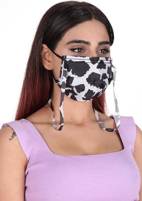 Gümüş İyonlu Boyundan Askılı Yıkanabilir Taş Desenli Maske