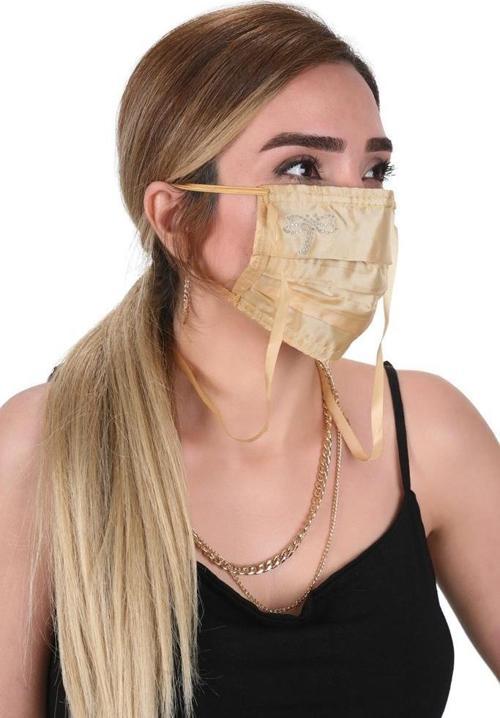 Gümüş İyonlu Boyundan Askılı Yıkanabilir Taşlı Maske K-3