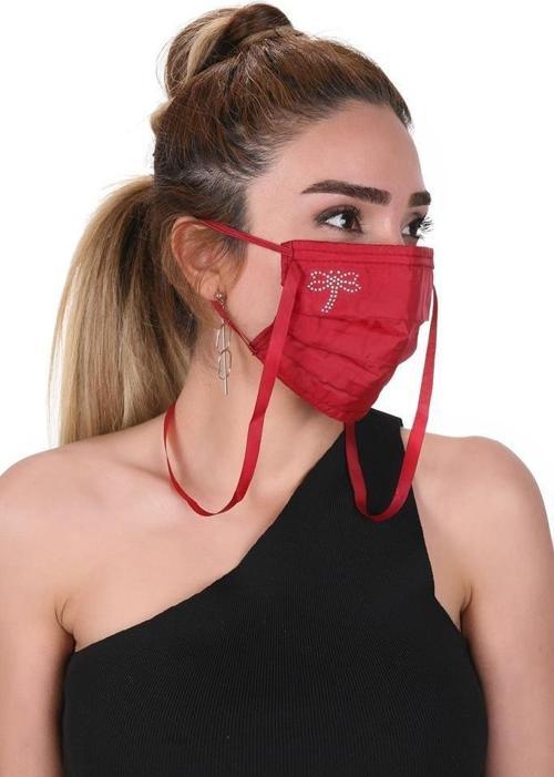 Gümüş İyonlu Boyundan Askılı Yıkanabilir Taşlı Maske K-3
