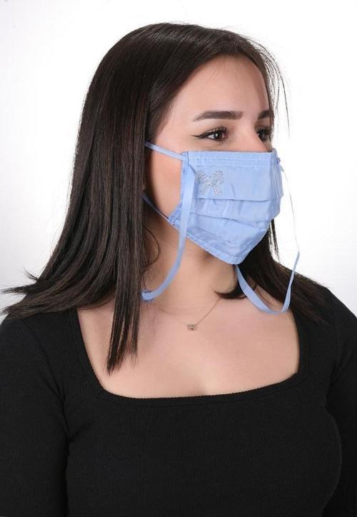 Gümüş İyonlu Boyundan Askılı Yıkanabilir Taşlı Maske K-4
